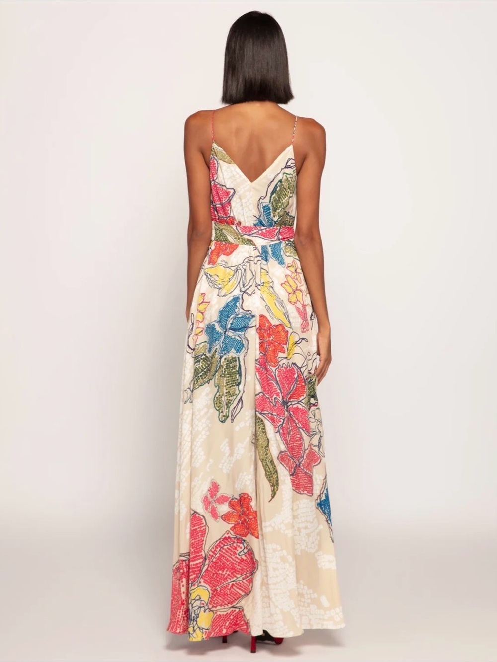 Saaksha & Kinni Periwinkle Bandhani Print V Neck Column Dress With Belt Size Xs — image 3 of 8